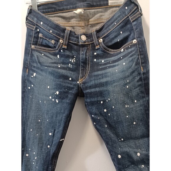 Rag Bone Blue Splatter Straight Leg Mid-rise Stretch Jeans Womens Size 27×29 - Picture 5 of 10